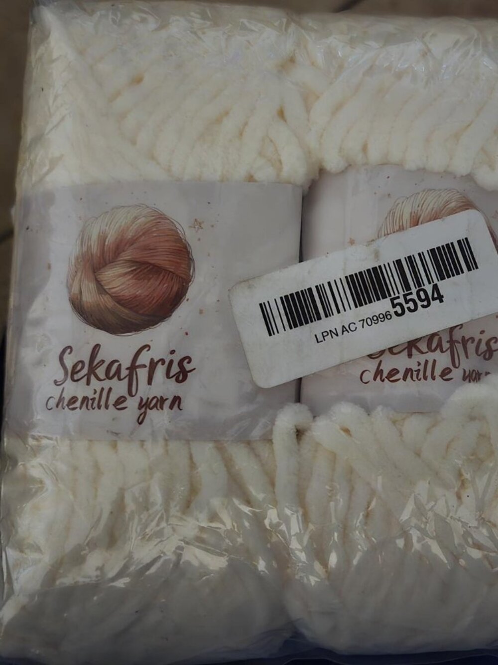 Sekafris Chenille Yarn (Velvet Soft /Chunky) 3 in Pack Beige